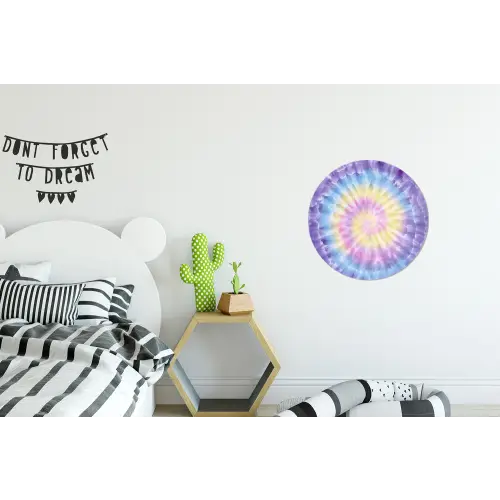 Spiraal - Tie dye - Pasteltinten Wandcirkel aluminium klein -kinderkamer