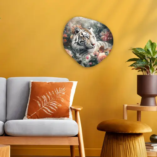Tijger - Wilde dieren - Bloemen - Jungle Wandcirkel Organisch Forex 3mm klein -sfeer4
