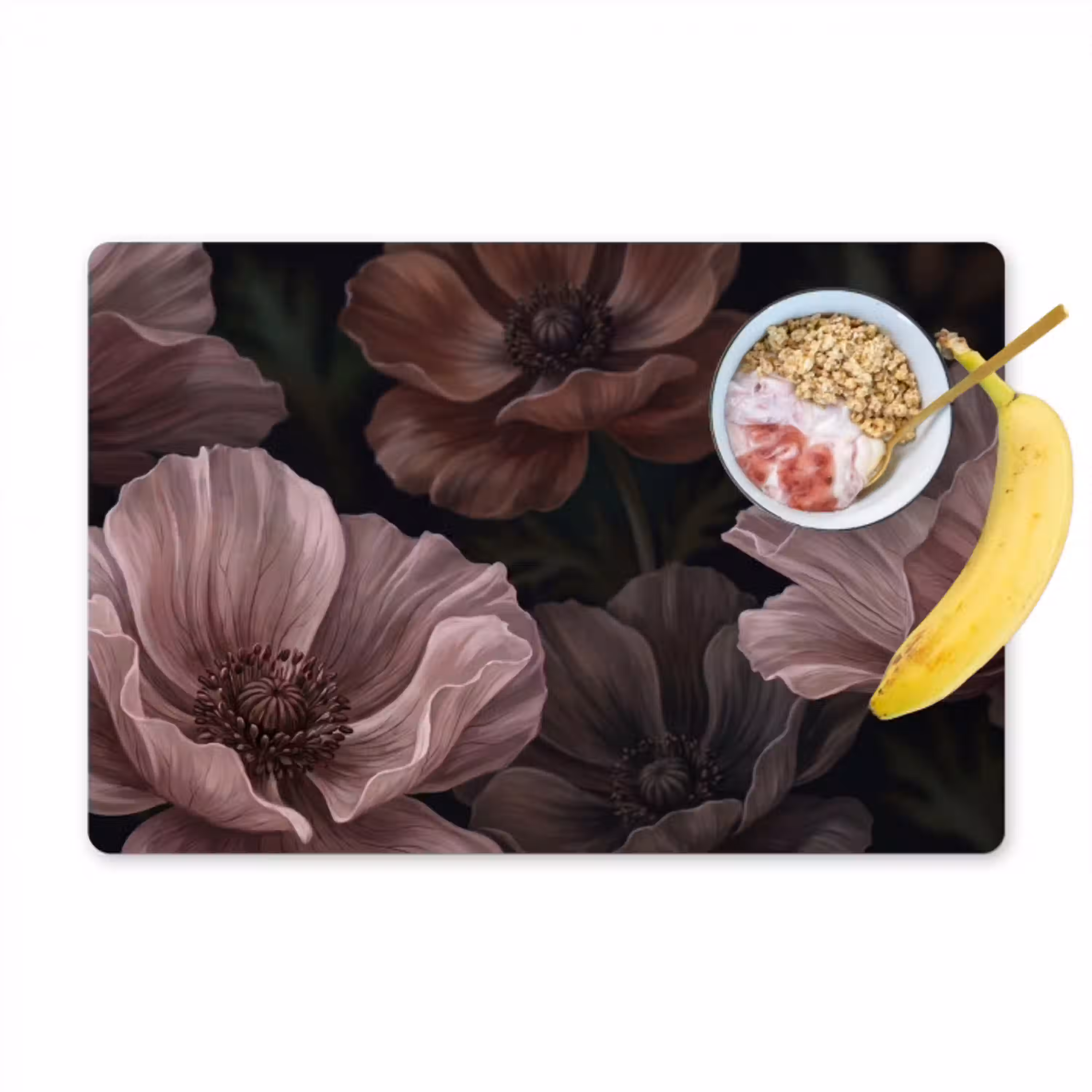Bloemen - Natuur - Roze - Donker - Modern Placemat vinyl groot -zzzproduct_Kitchenyeah-website
