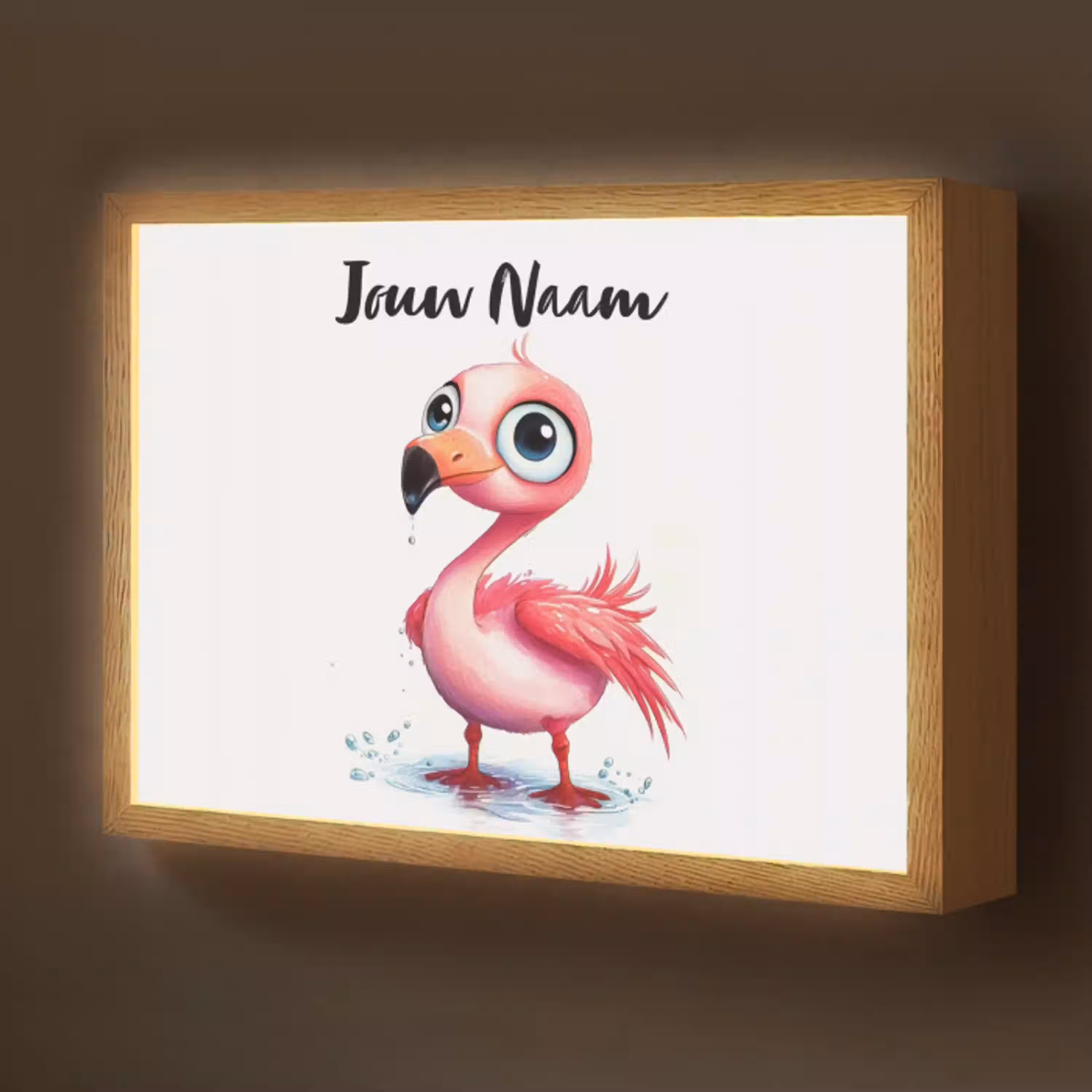 Flamingo - Roze - Water Light Box met batterij (Wandlamp kind) middel -z3d_website