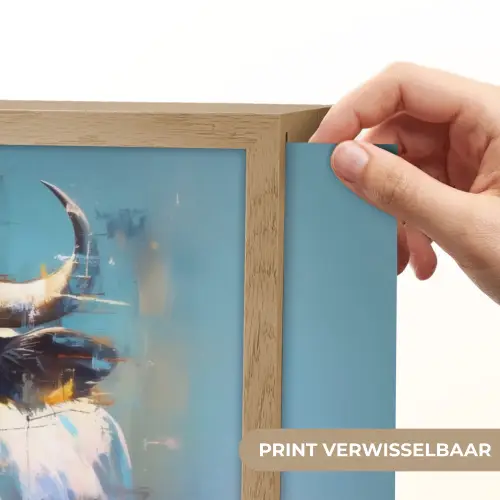 Stier - Zwart - Abstract - Horens Light Box met batterij (Wandlamp) middel -USP_websiteprintNL