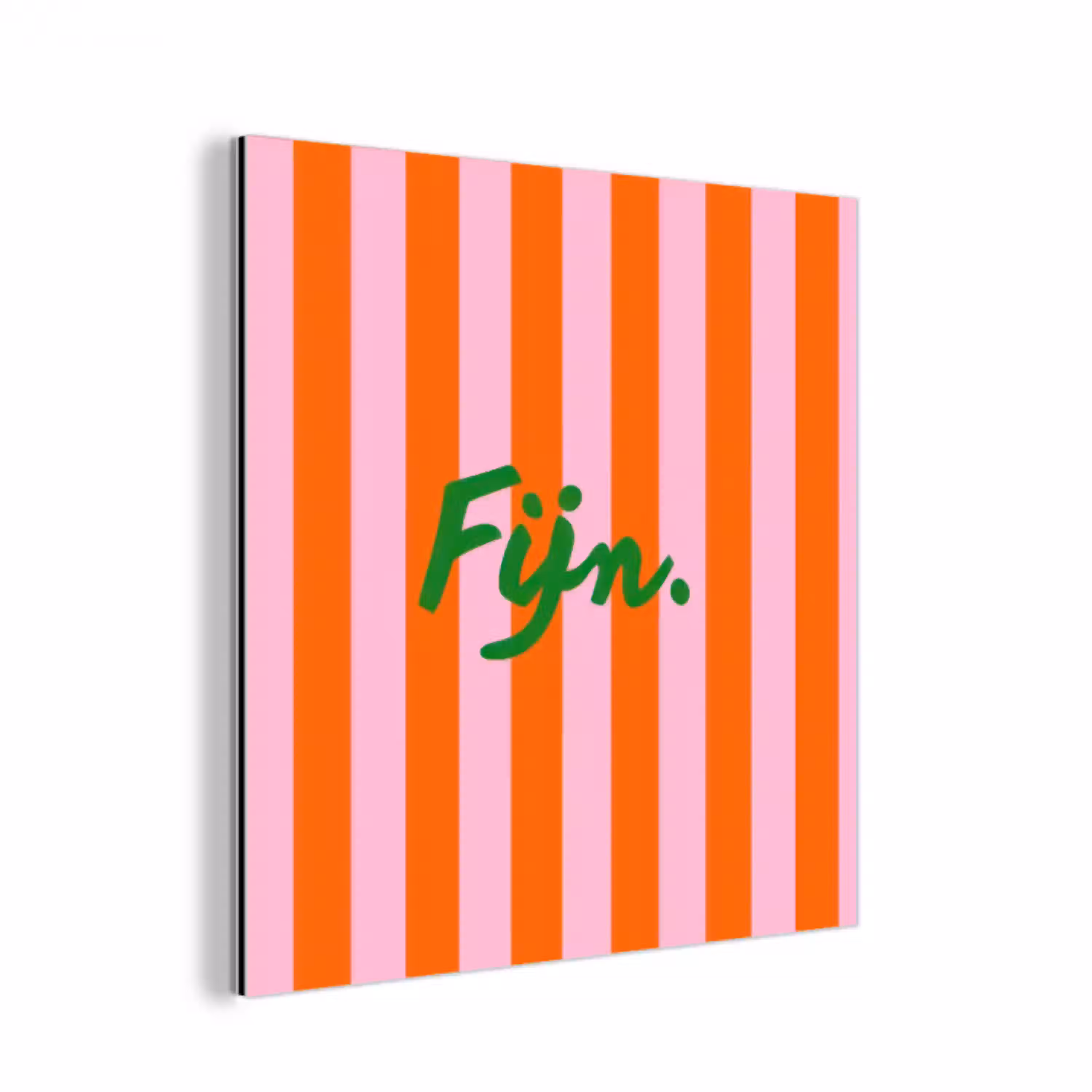 Patroon - Oranje - Fijn - Strepen aluminium wit klein -3d