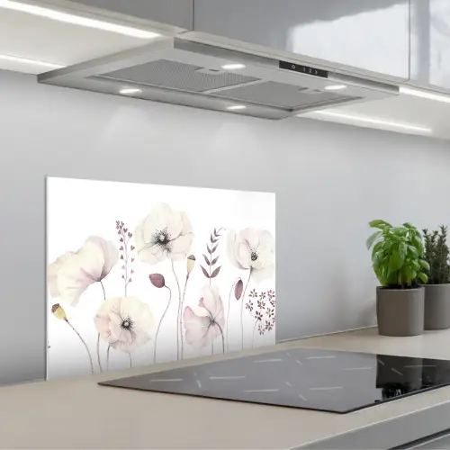 Bloemen - Pastel -  Planten - Wit keuken achterwand spatscherm klein -3d_schuin