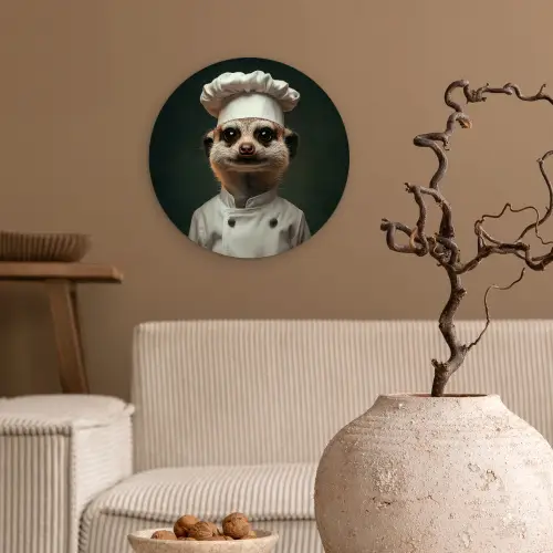 Dier - Kok - Stokstaartje Wandcirkel kunststof plaat 5mm dik klein -sfeer1