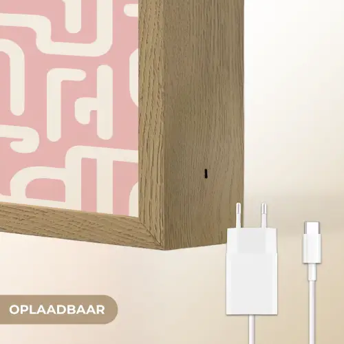 Doolhofpatroon - Roze - Wit - Abstract Light Box met batterij (Wandlamp) middel 907 -USP_websiteoplaadbaarNL