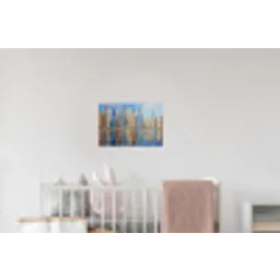 Skyline - Wolkenkrabbers - Water - Blauw Muursticker klein -kinderkamer