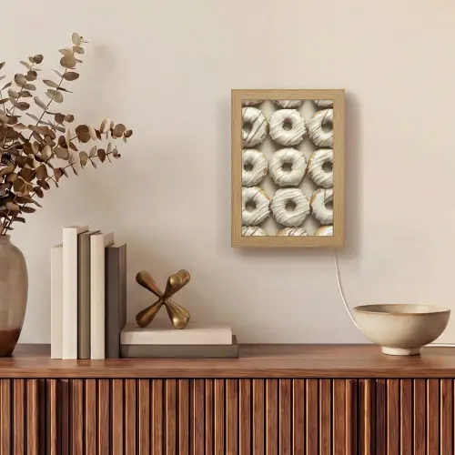 Donuts - Chocolade - Wit - Beige Light Box met kabel (Tafellamp) klein -sfeer2
