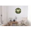 Bloemen - Bladeren - Olijfgroen - Vlinder Wandcirkel aluminium klein -woonkamer