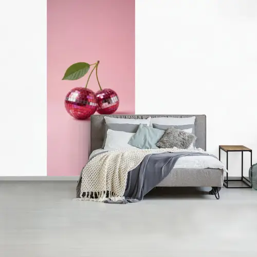 Disco - Kersen - Roze fotobehang vinyl groot -slaapkamer