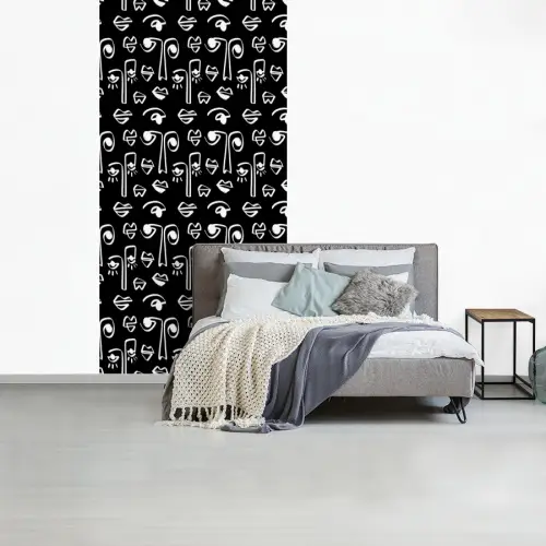 Gezichten - Zwart - Wit - Contrast fotobehang vinyl groot 64 -slaapkamer