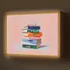 Boeken - Stapel - Kleurrijk Light Box met batterij (Wandlamp) middel -z3d_website