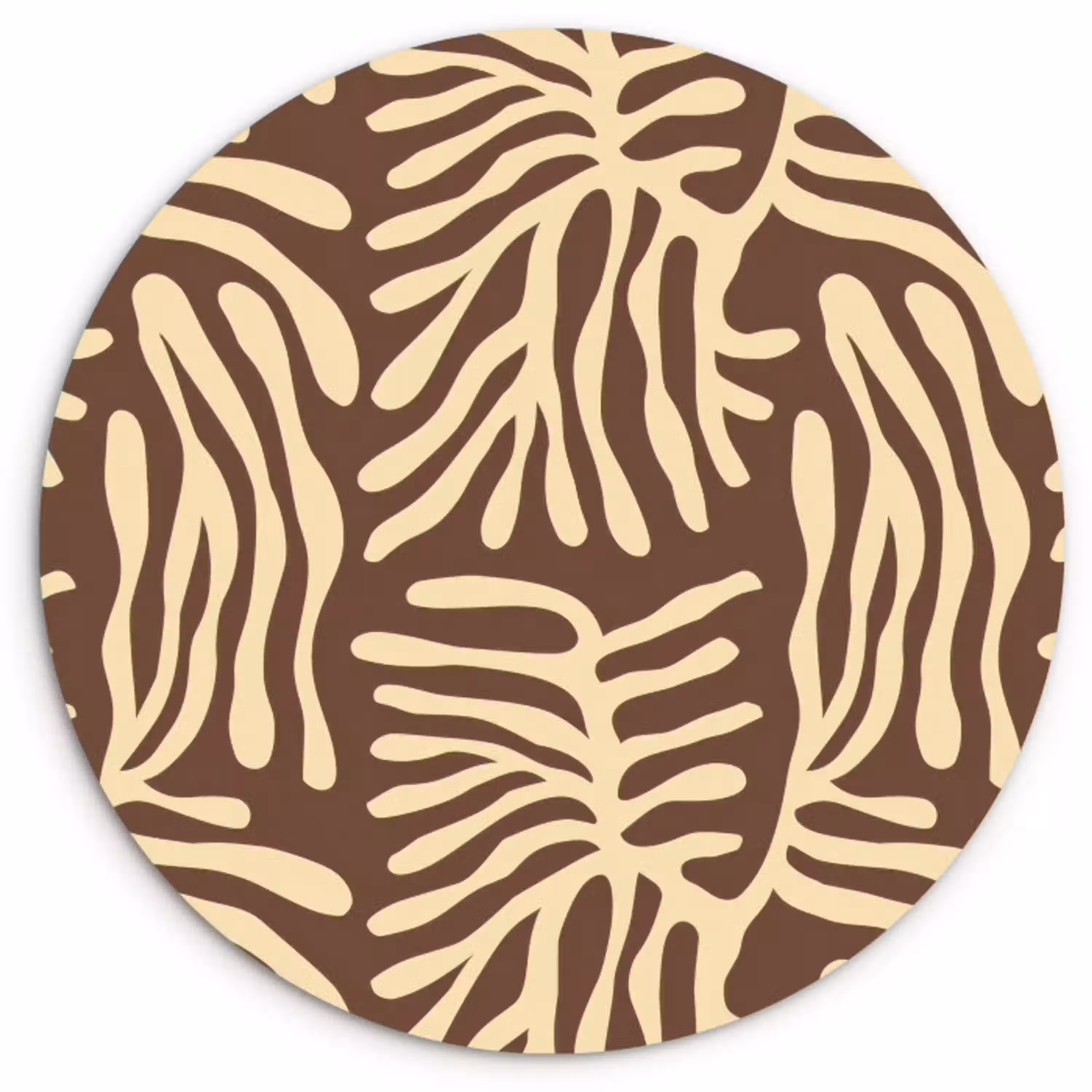 Bruin - Koraal - Expressief - Patroon Wandcirkel kunststof plaat 5mm dik klein 188 -3d