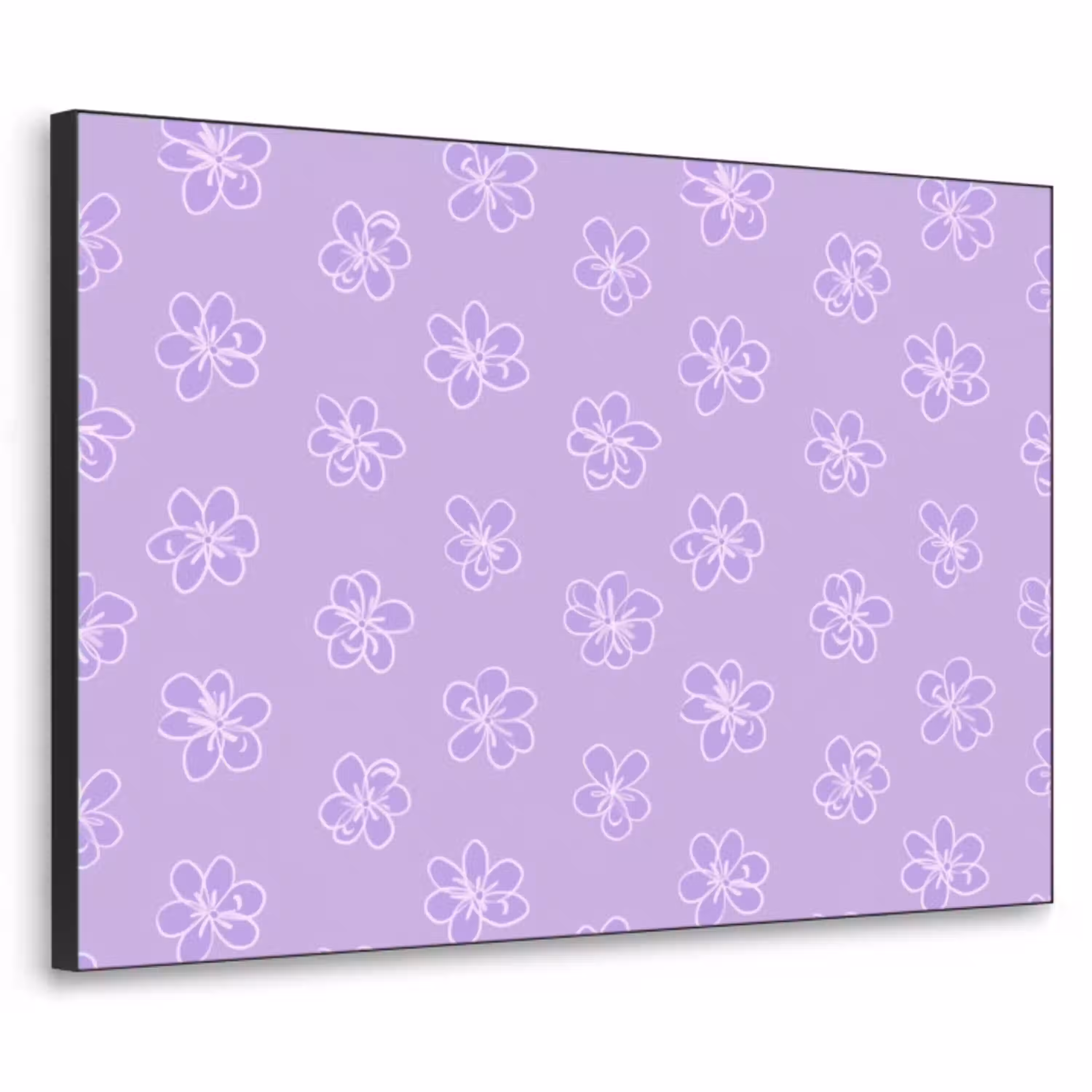 Lila - Botanisch - Bloemen - Handgetekend - Patroon Textielframe zwart klein 947 -3d