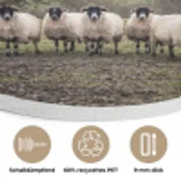 Schapen - Rij - Weide - Dieren - Platteland Akoestische PET Vilt - Rond klein -closeup_DE