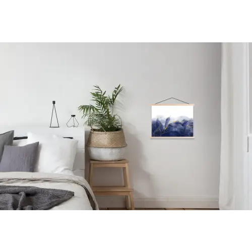 Marmer - Blauw - Marmerlook - Goud - Textuur textielposter latten blank klein -woonkamer
