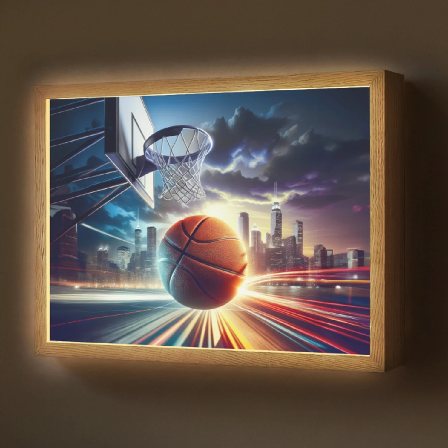 Basketbal - Sport  - Basket - Stad Light Box met batterij (Wandlamp) middel -z3d_website