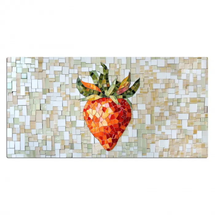 Aardbei - Rood - Mozaïek - Fruit Muismat XXL klein -3d_leeg