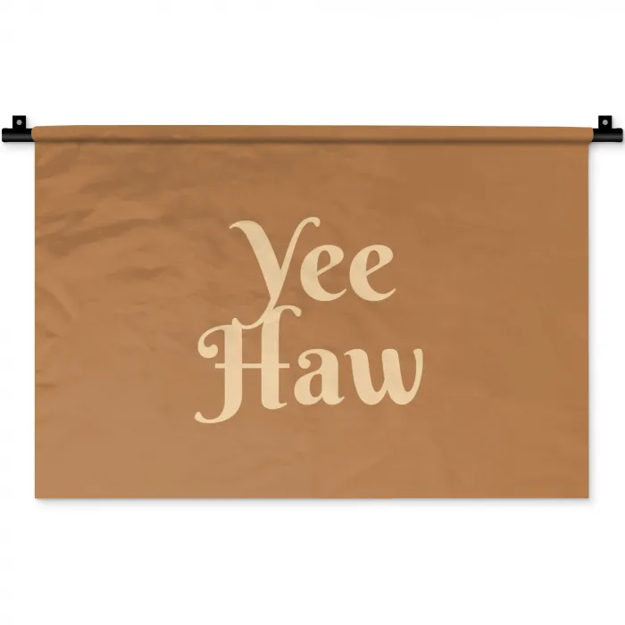 Yee haw - Bruin - Minimalistisch Wandkleed katoen klein -zz3d