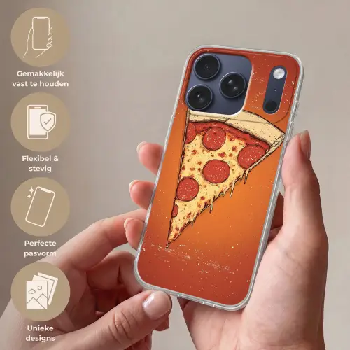 Pizza - Kaas - Rood - Pepperoni Telefoonhoesje iPhone 17 Pro klein -sfeer3_NL