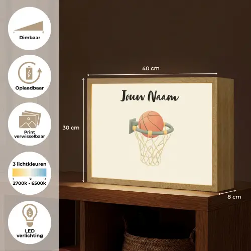 Basketbal - Net - Oranje Light Box met batterij (Wandlamp kind) middel -USP_websiteoverzichtNL