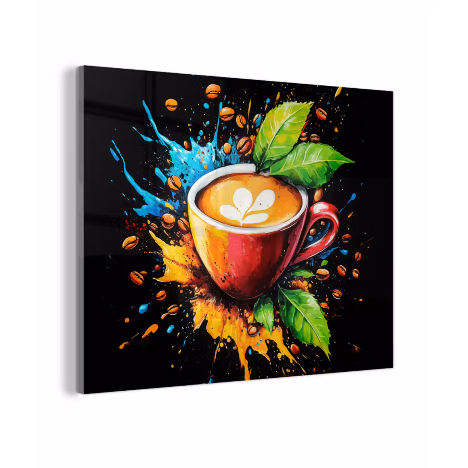 Glas schilderij - Koffie - Graffiti - Drinken - Abstract