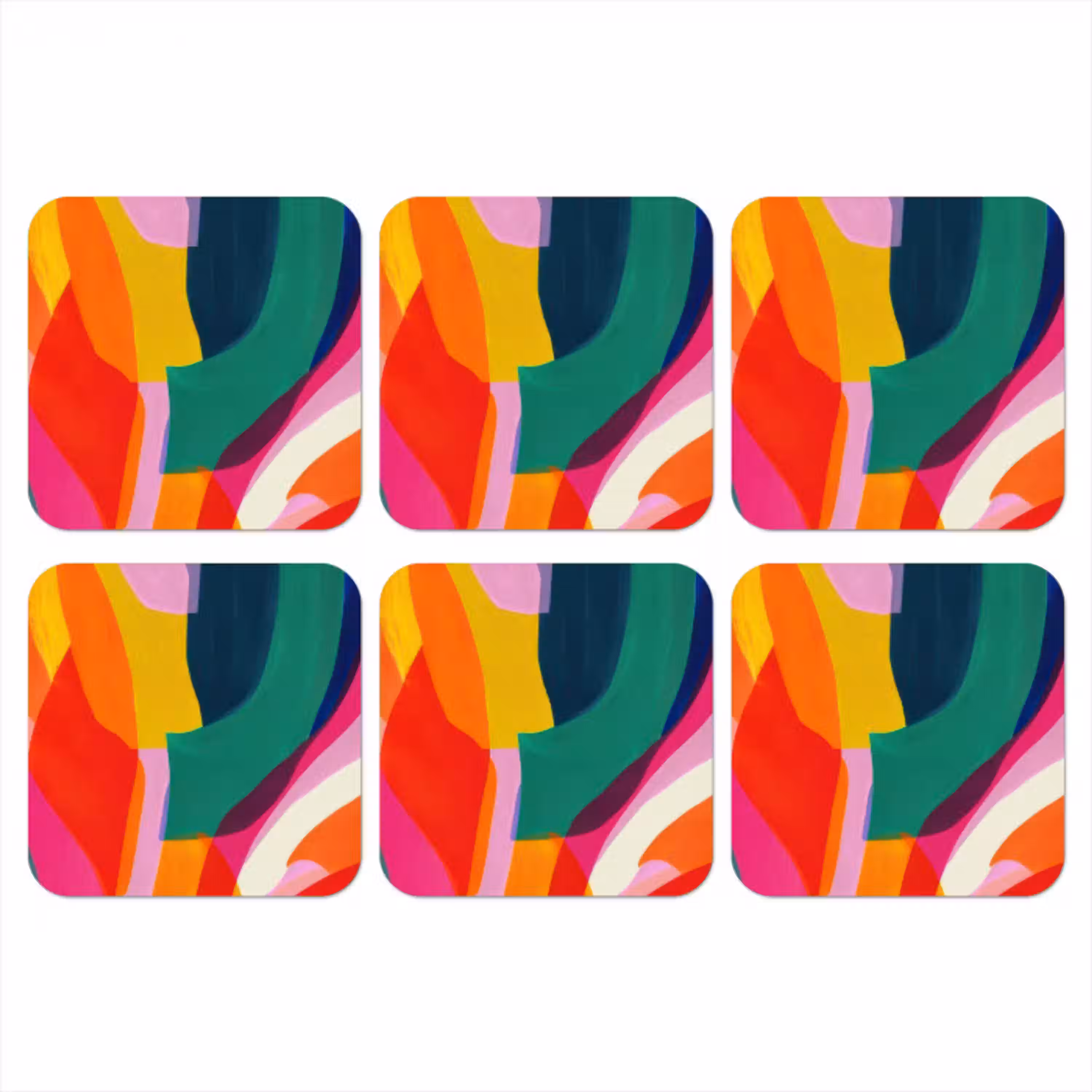 Vormen - Golvend - Abstract - Felroze onderzetter kurk middel -3d
