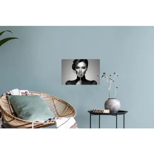 Vrouw - Lolly - Zwart Muursticker klein -plant