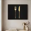 Bestek - Goud - Mes - Vork Textielframe zwart klein -sfeer2