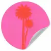 Palmbomen - Modern - Roze Wandcirkel behangsticker klein -3d