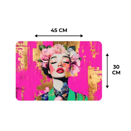Bloemenkroon - Goud - Vrouw - Portret Placemat vinyl groot -specs