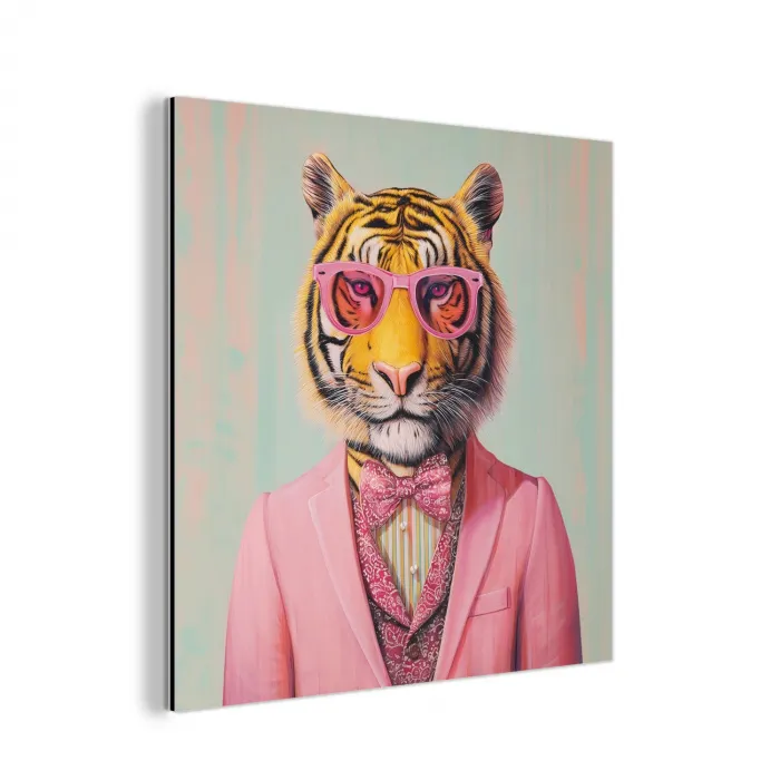 Tijger - Strik - Jasje - Roze aluminium wit klein -3d