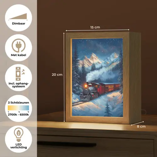 Trein - Kerst - Sneeuw - Kersttrein Light Box met kabel (Tafellamp) klein -USP_NL