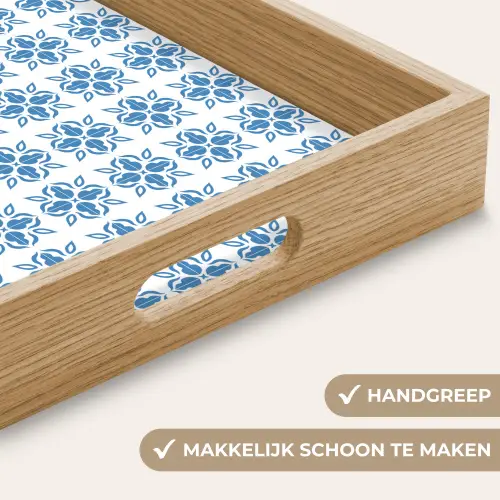Blauw - Wit - Tegel - Patroon Dienblad Rechthoek middel 911 -USP_HandgreepNL