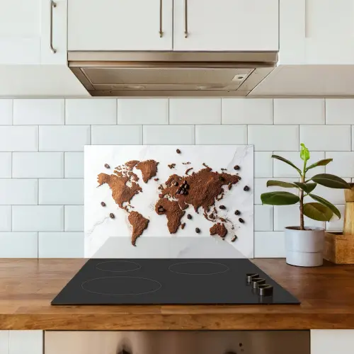 Wereldkaart - Koffie - Marmer keuken achterwand spatscherm klein -sfeer2