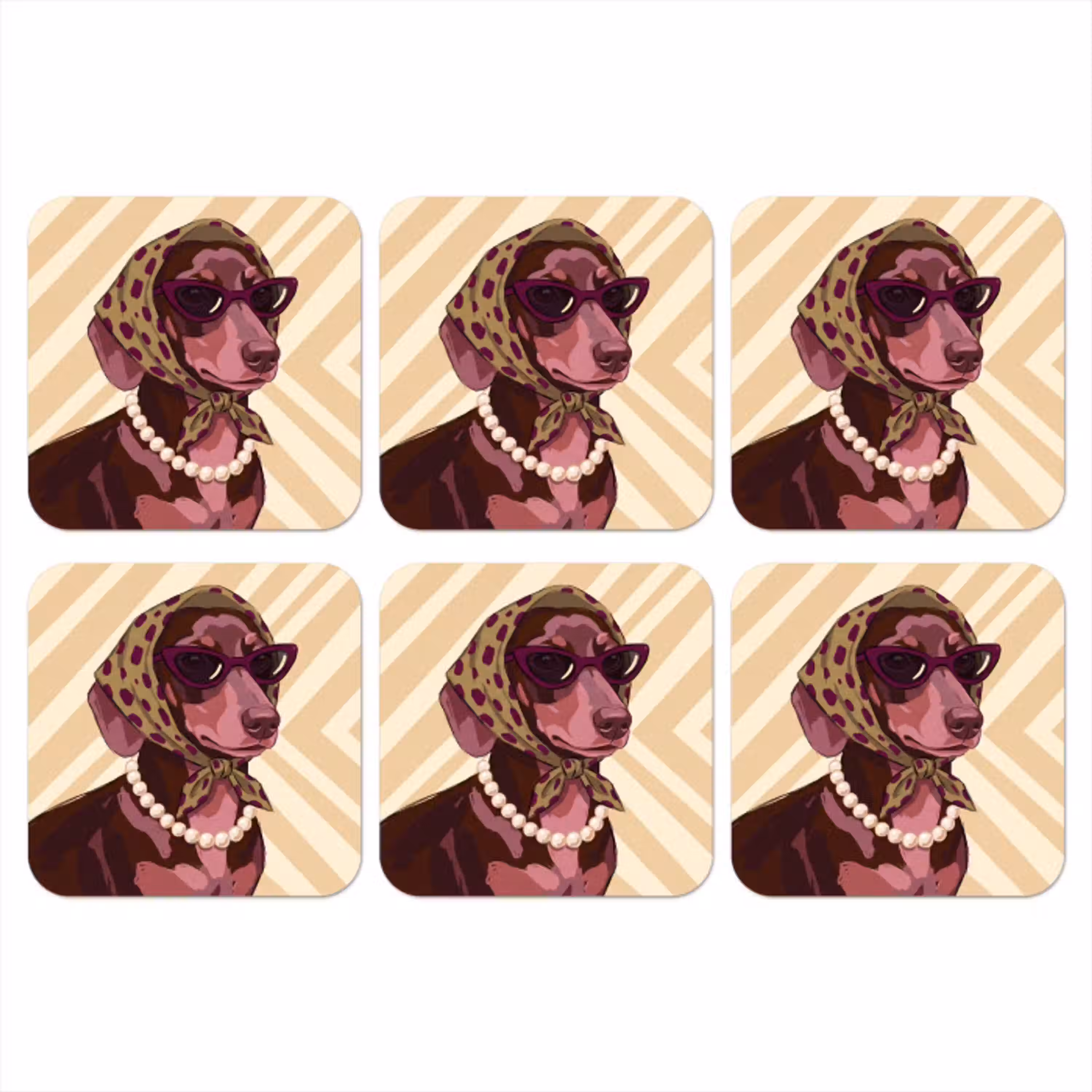 Hond - Zonnebril - Hoofddoek - Dieren - Modern onderzetter kurk middel -3d