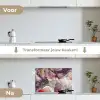 Marmer - Rood - Paars - Goud keuken achterwand spatscherm klein -voor_na_NL