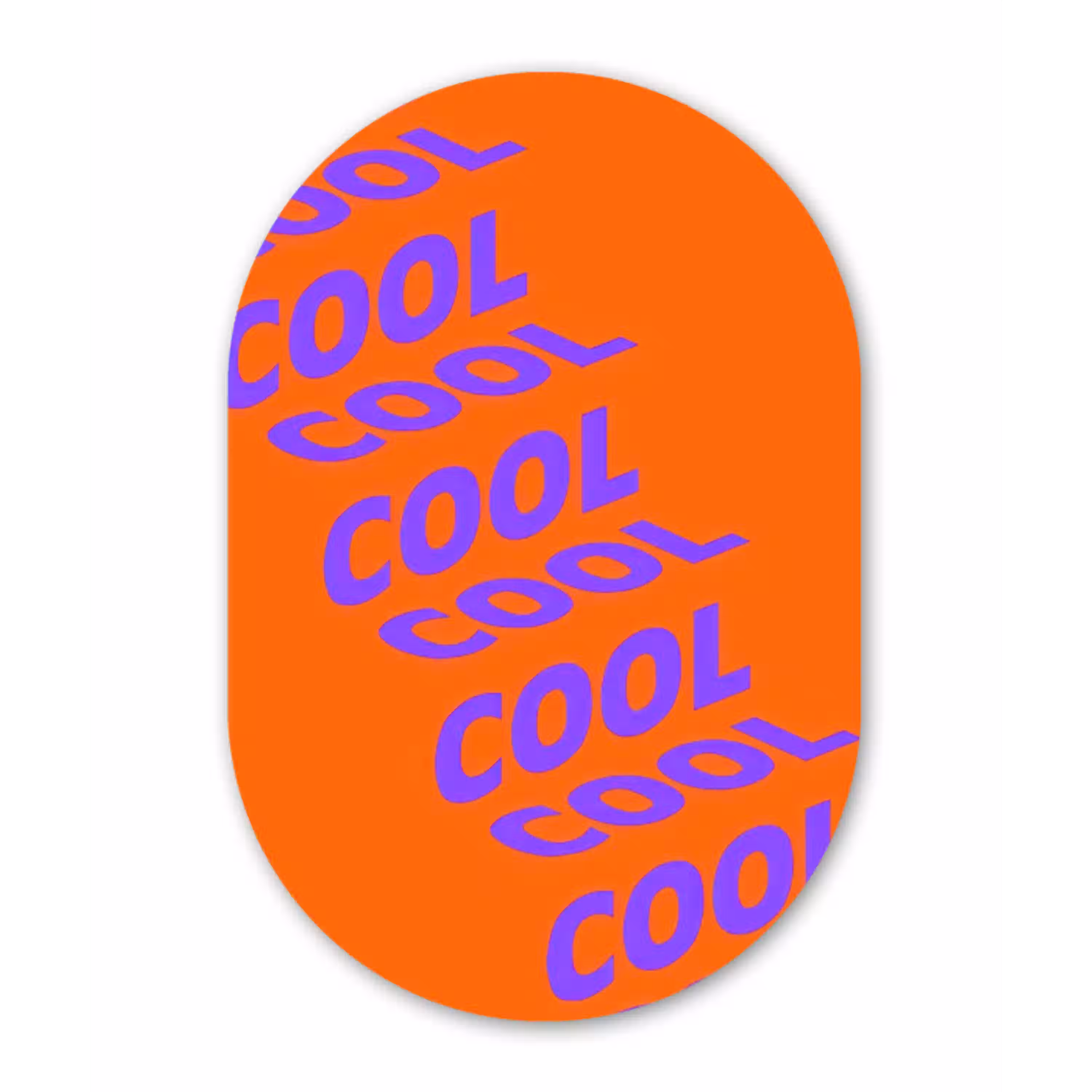Cool - Paars - Oranje Wandcirkel Ovaal Glas middel -3d