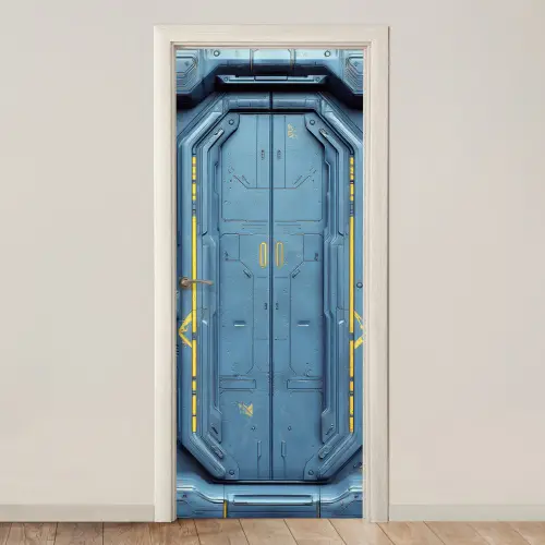 Deur - Futuristisch - Blauw deurposter klein -3d_beige
