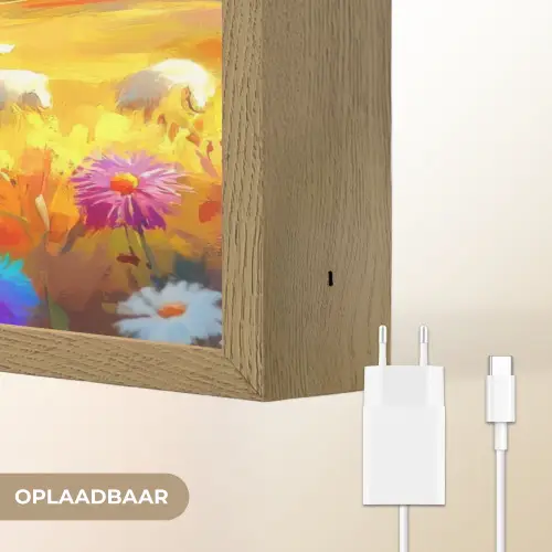 Schaap - Weide - Bloemen Light Box met batterij (Wandlamp) middel -USP_websiteoplaadbaarNL
