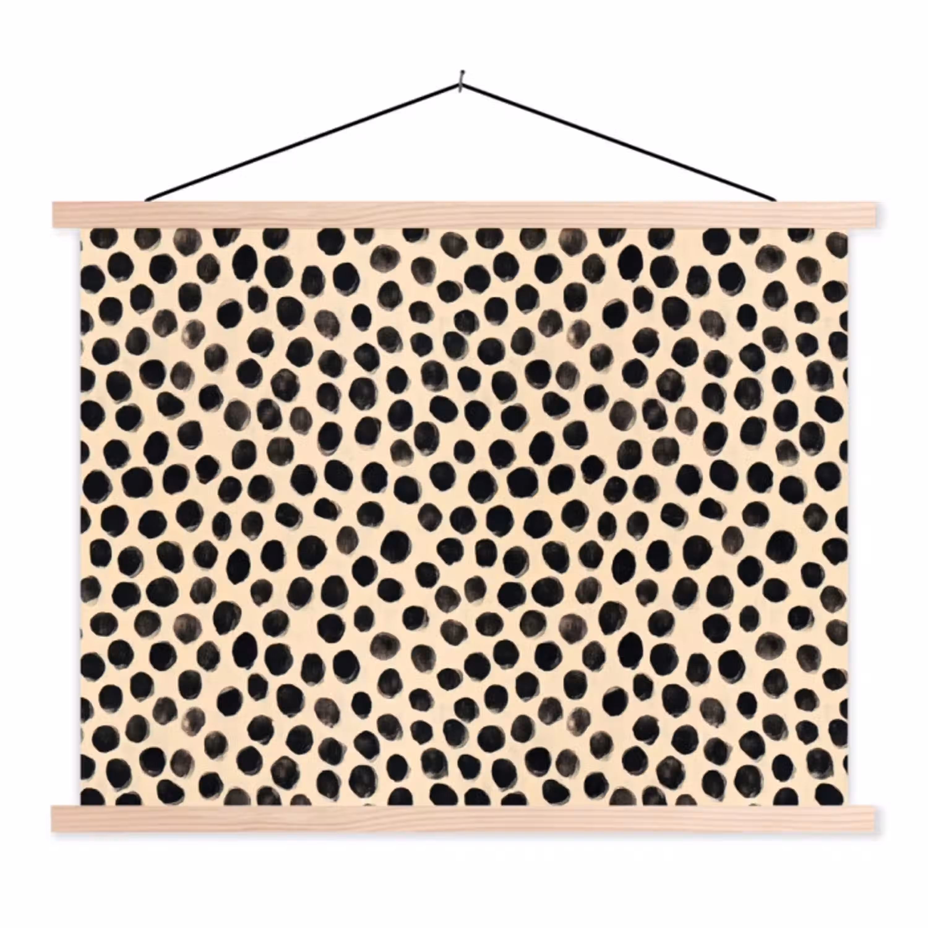Stippen - Patroon - Zwart textielposter latten blank klein 122 -3d