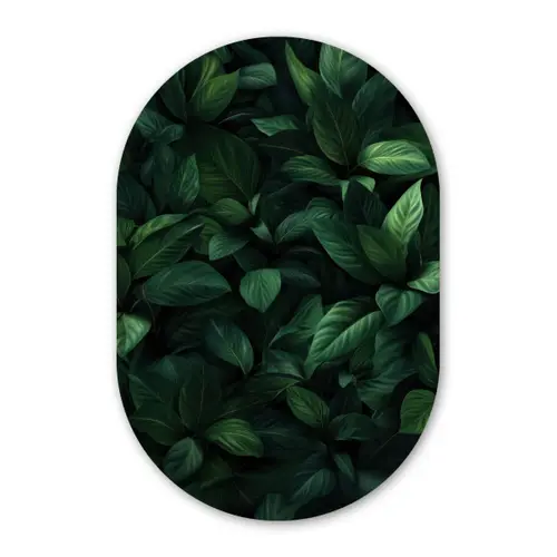 Bladeren - Ovaal - Groen - Nerven Wandcirkel Ovaal Glas middel -3d