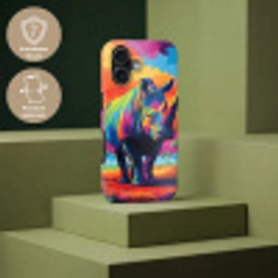 Neushoorn - Zonsondergang - Savanna - Kleurrijk Toughcase MagSafe Apple iPhone 17 klein -USP_PrintM_DE