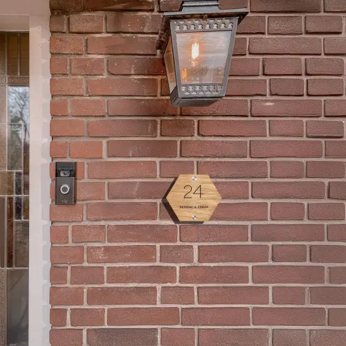 Licht hout - Klassiek Naambord Hexagon klein -sfeer7-hexagon-XS
