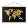 Wereldkaart - Pasta - Zwart textielposter latten blank klein -3d