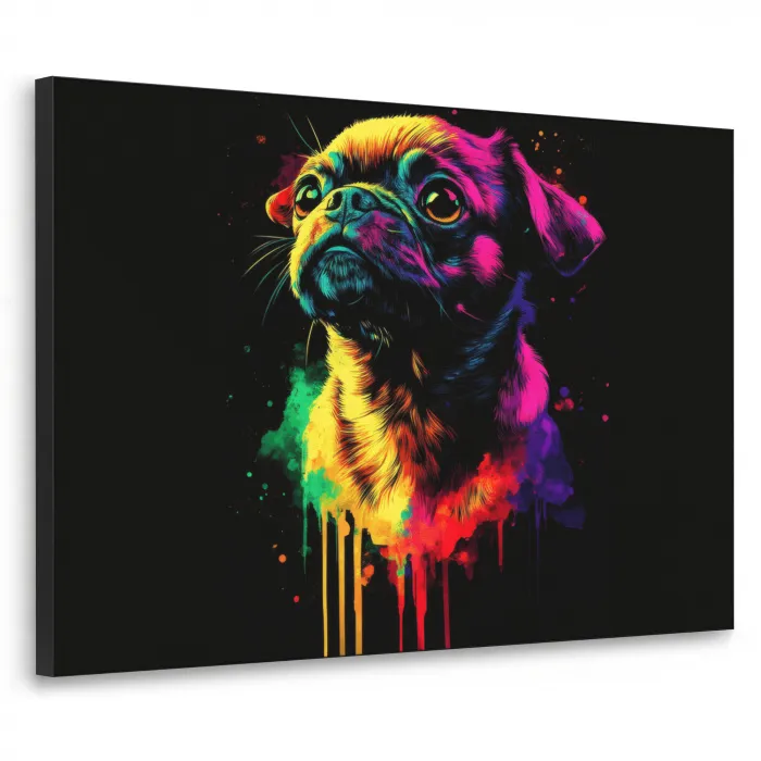 Puck - Hond - Verf - Kleuren Textielframe zwart klein -3d