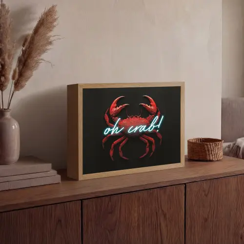 Krab - Rood - Neon - Quote Light Box met batterij (Wandlamp) middel -sfeer2