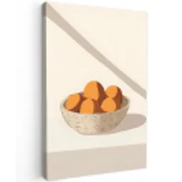 Mand - Fruit - Minimalistisch - Oranje Tuinposter op houten frame 2 cm dik middel -3d