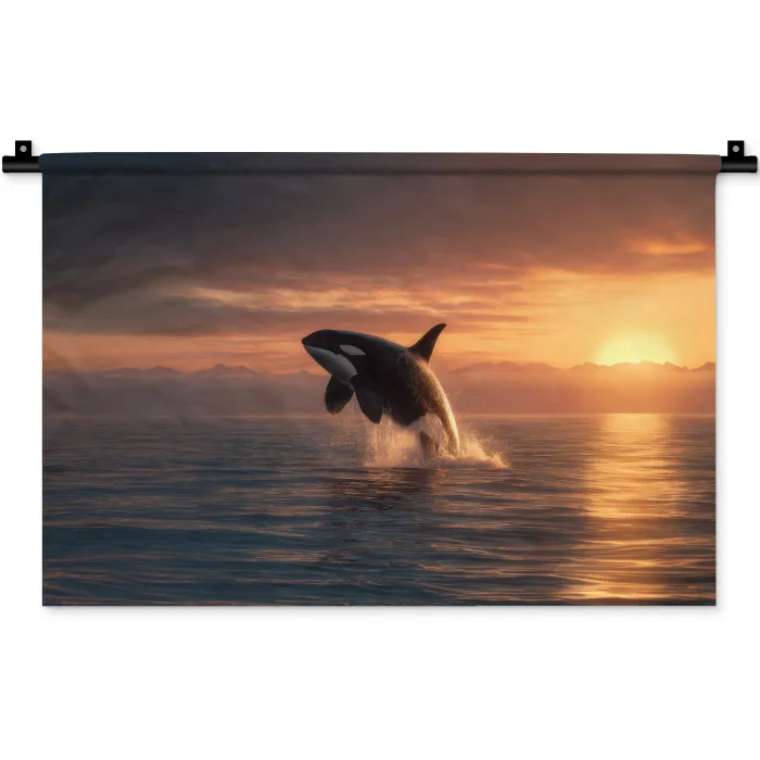 Orka - Zee - Zonsondergang Wandkleed katoen klein -zz3d