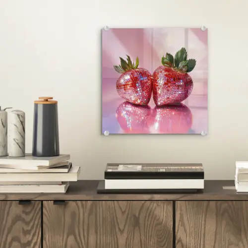 Disco - Fruit - Glitter - Strawberry plexiglas 5mm klein -sfeer1
