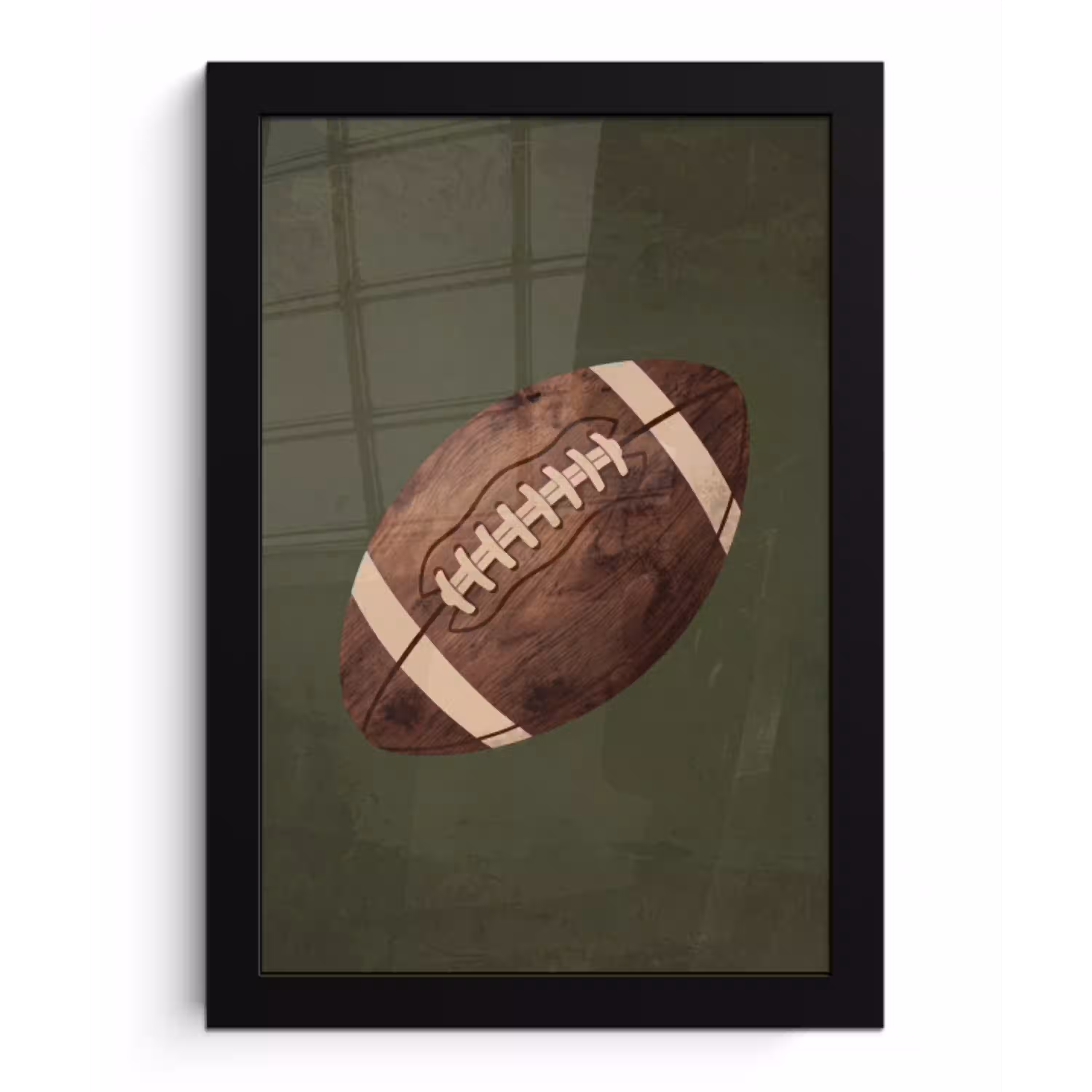 Football - Hout - Sport - Groen fotolijst zwart zonder passe partout klein -3d